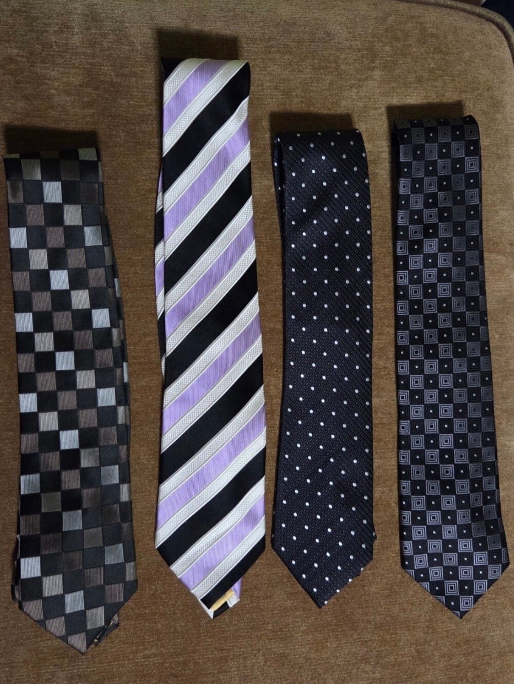 Men's Lavender Stripe & Black Polka Dot Tie Duo